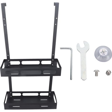 Bathroom Hanging Organizer Black Space Saving Iron Waterproof Multifunctional Shower Hanging Storage Caddy for Bath Products Shampoo Conditioner Model B Double Layer (1/5)
