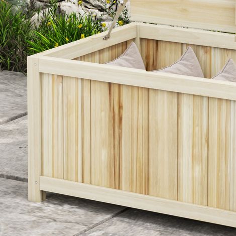 Coffre extérieur en épicéa 172L 120x55x45cm teinte naturelle, meuble de jardin étanche pour coussins et outils (1/5)