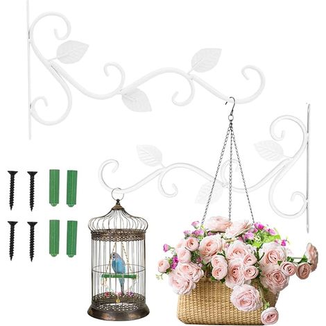 Crochets pour plantes, style européen, crochet de suspension en fer mural, crochets pour plantes, crochets pour pots de fleurs, décoration de jardin, ornement (blanche) (1/5)