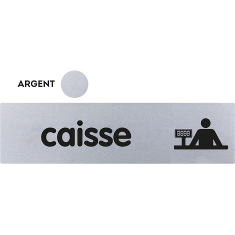 Plaque de porte Caisse - Classique argent 170x45mm - 4320229