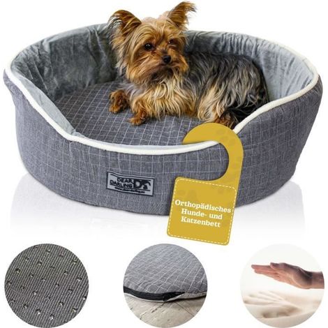 Letto per cani e gatti - DEAR DARLING - DD-05GRXL - Schiuma a memoria di forma - Ovale - Antracite 90x70cm (1/4)