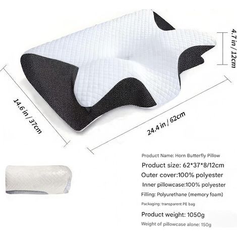 Oreiller cervical viscoélastique, oreiller orthopédique ergonomique 2 en 1 pour soulager les douleurs cervicales, oreiller de soutien profilé, 1 pièce-AquaForge (1/5)