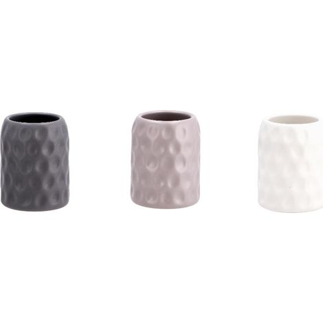 1 Pezzo Bicchiere Portaspazzolini in Ceramica Martellata 3 Colori (1/2)