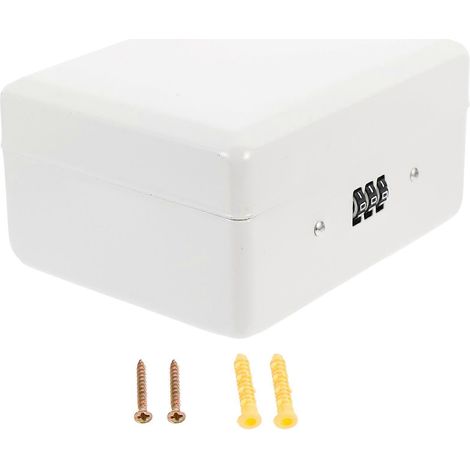 Coffre-fort à clés avec serrure à combinaison, 15 x 12 cm, en fer, couleur blanche, pour installation domestique et usage quotidien.-AquaForge (1/5)