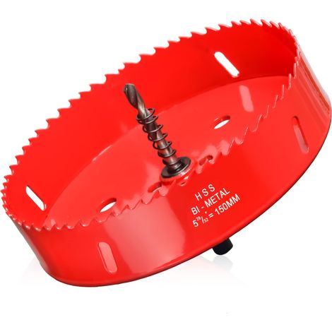 Couronne de forage de 150mm, Scie Cloche pour Bois, Foret Circulaire Bi-métal pour Placoplatre, Plastique, UPVC, Fibre de Verre (1/5)