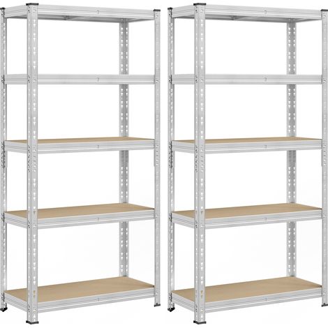 Songmics – Rayonnage charge lourde 40 x 90 x 180 cm – Capacité 875 kg – Tablettes réglables – Montage rapide sans vis – Argent