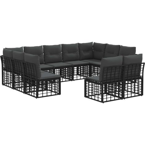 Maison Exclusive - Set di divani da esterno Nero e Grigio scuro Poliestere