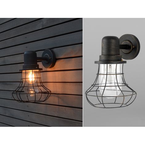 LED Außenwandleuchte Laterne mit Gitter Höhe 30cm, Braun-Gold (1/5)