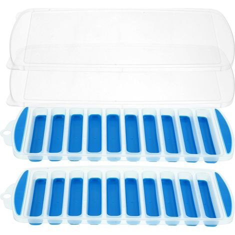 2ensembles Lot de Bacs à Glaçons Silicone avec Couvercle Moules Glace (1/5)