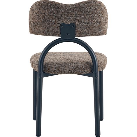 Set de 2 sillas de comedor tapizadas en tejido marrón con estructura metálica negra MODENUIT (1/5)