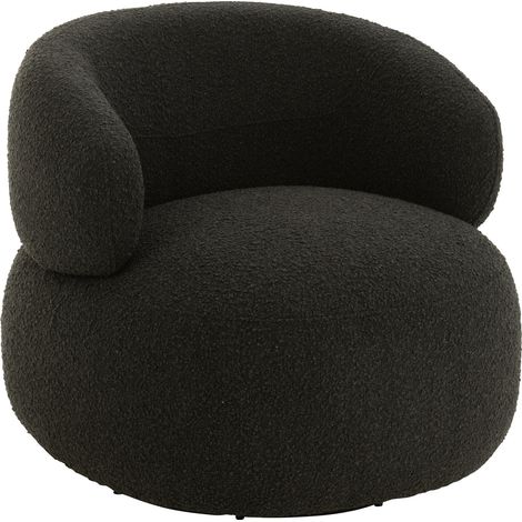 Fauteuil pivotant rond KALO – Design cocooning et confort enveloppant-Noir (1/5)