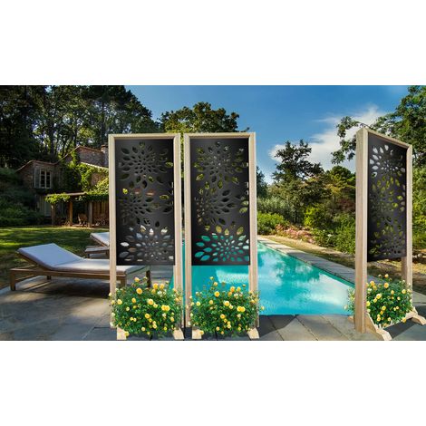 FIREWORKS - Paravent modulable - 70x190 cm - en bois et PVC - Couleur : noir