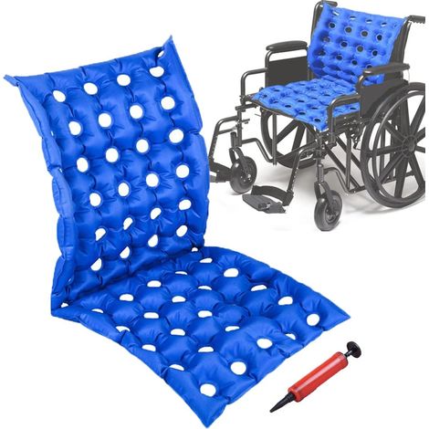 Cojín de asiento de silla de ruedas inflable de 102 x 48 cm con respaldo completo, cojín de asiento antiescaras para personas mayores postradas en cama y discapacitadas