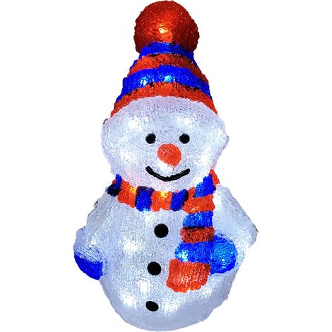 Acryl Schneemann mit 96 LEDs kaltweiß-MLK042S-Blau