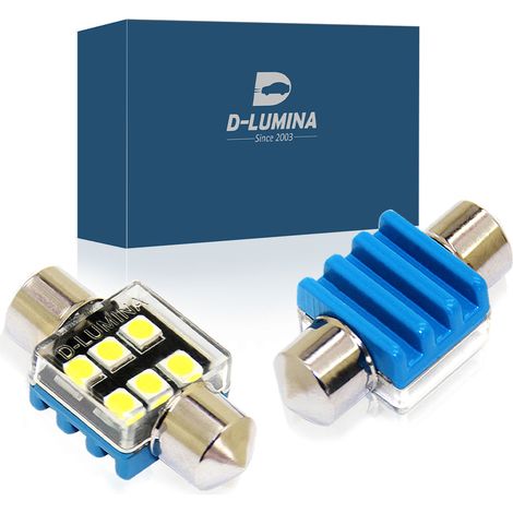 4 Lampade LED T11 Canbus 31mm 12V 2W con 6 SMD 3030 Bianco 6000K No Polarità (1/3)