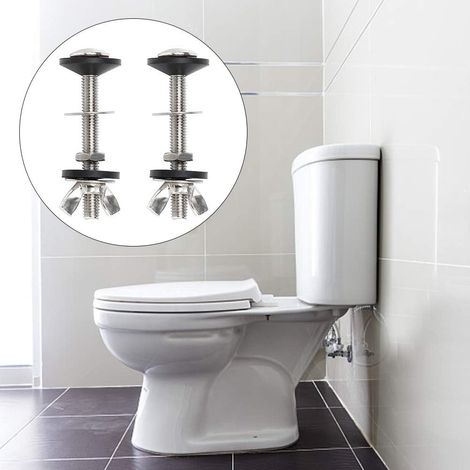 Kit de chasse d'eau pour boulon de toilette, acier inoxydable, facile à assembler, pour connecter le réservoir de toilette à la casserole(argent) (1/4)