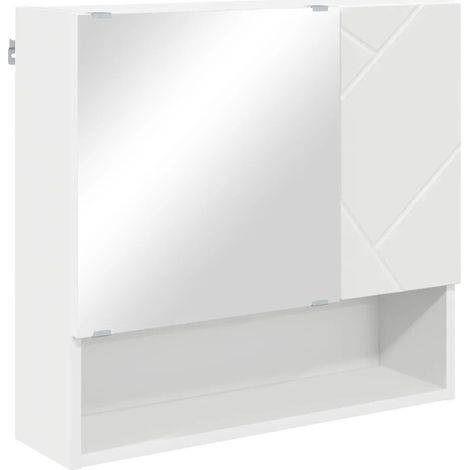 Armoire miroir rectangulaire avec rangement intérieur 59 x 17 x 55 cm chic minimaliste en bois blanc (1/5)