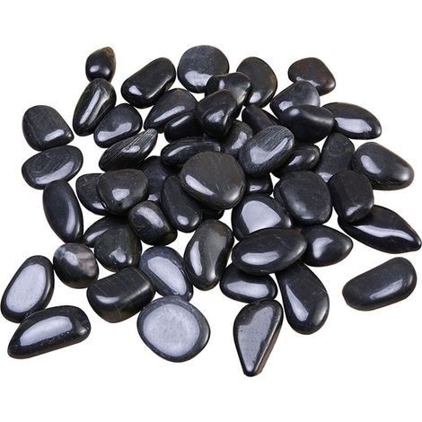 Pebbles - Aquarium-Safe Natural River Stones - For Fish Tanks Plant Pots Garden Landscaping - Black - 3.5 x 2.5 x 1 cm - 1 Set (1/5)