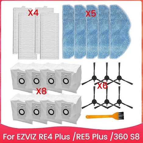 Ersatzteile für EZVIZ RE4 Plus / RE5 Plus und 360 S8: Seitenbürste, Filter, Reinigungstuch und Staubbeutel (1/5)