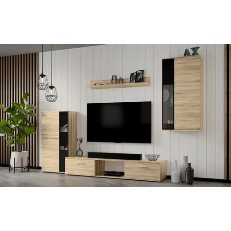 AX LIVING Hochwertige Wohnwand Formilo 240 cm – Modern  Sonoma Eiche