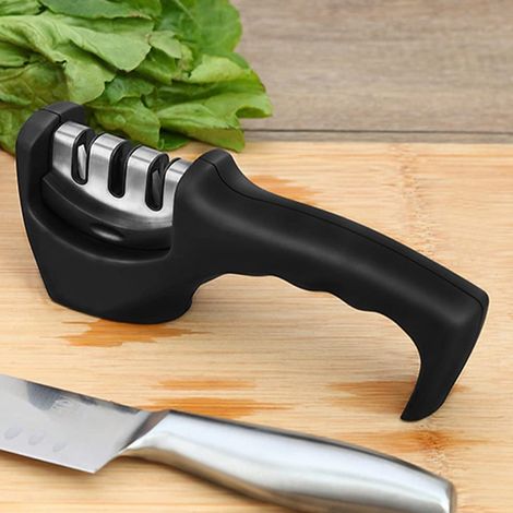 Affûteur de couteaux manuel noir à 3 étapes pour la coupe et l'affûtage - Outils d'affûtage de cuisine (1/5)