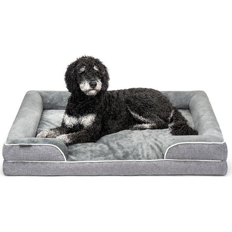 lionto orthopädisches Hundebett mit erhöhtem Rand, rutschfest, 106x80x17 cm