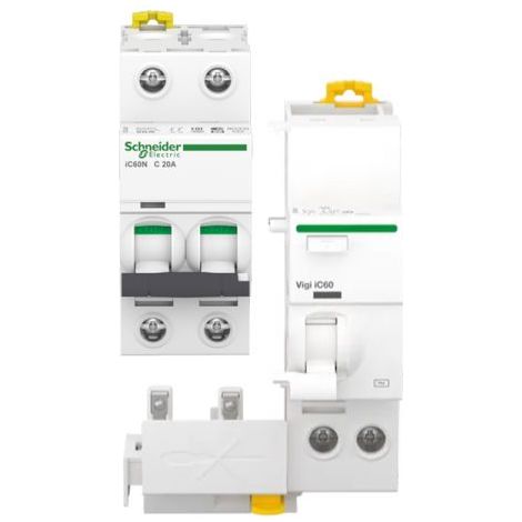 Schneider Electric Blocco differenziale QuickVigi iC60 2P 25A 30mA AC + Interruttore magnetotermico iC60N 2P C 20A 6000A
