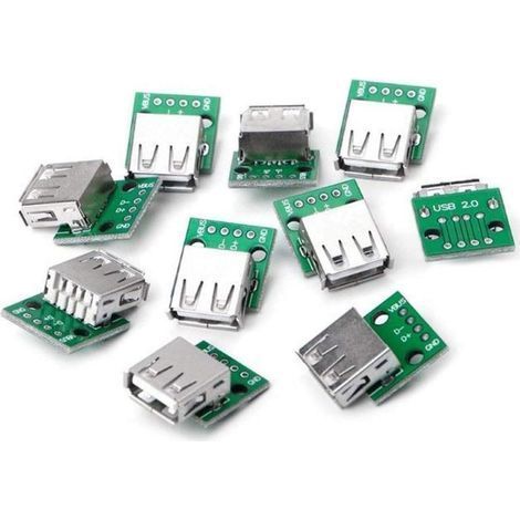 Lot de 10 adaptateurs USB 2.0 femelles DIP à 4 broches, connecteurs droits, soudés, pour téléphone portable - 03 (1/5)