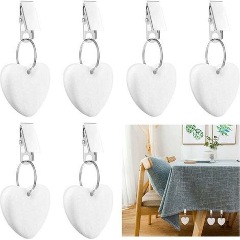 Lot de 6 poids de nappe en pierre naturelle résistant aux intempéries avec pince pour jardin, pique-nique, cuisine, restaurant(forme de coeur),T-Audace (1/5)