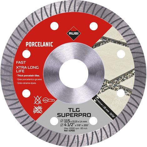 Rubi – Disque diamant pour meuleuse 115 mm – Coupe à sec grès cérame – Performances élevées – Longue durée de vie – Réduction des vibrations (1/4)