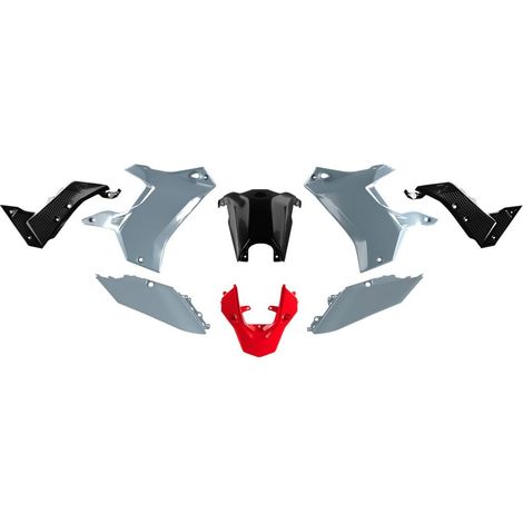 KIT DI PLASTICA RACETECH (RTECH) (SENZA PARAFANGO ANTERIORE) T7 REVOLUTION YAMAHA TENERE 700 '19-'24 COLORE GRIGIO/NERO/ROSSO (1/2)