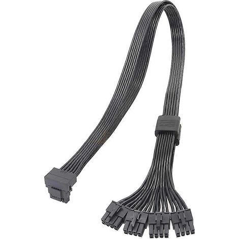 Nouveau câble d'alimentation PCIe 5.0 8 broches x4 pour GPU PCIe 5.0 12 V HPWR 16 broches (12+4) - 60 cm - Coude noir PLB