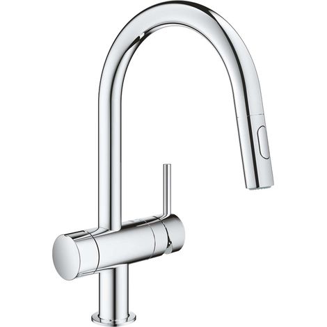 Grohe Minta - Grifo para fregadero, con válvula de cierre y ducha extraíble, Cromo 31916000 (1/2)