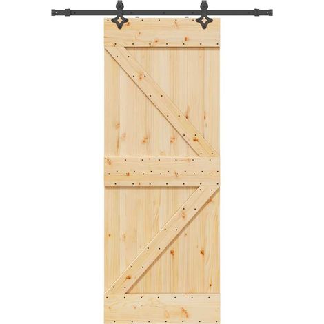 Puerta corredera con herrajes madera maciza de pino 80x210 cm vidaXL (1/5)