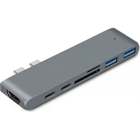 Hub USB-C - 7 En 1 - HDMI 4K - USB 3.0 - Lecteur De Cartes SD/Micro-SD - Sortie Alimentation PD 100 W - Pour MacBook Pro Air - 1 Pièce (1/5)