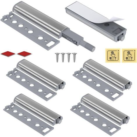 Jiayi - Loquet magnétique métallique pour porte de placard (lot de 6), système d'ouverture par simple pression, amortisseur de tiroir (1/4)