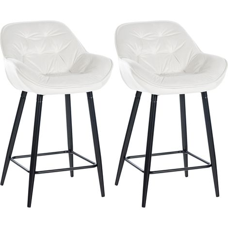 2er Set Barhocker Gibson Samt Sitzhöhe 76 cm cremeweiß