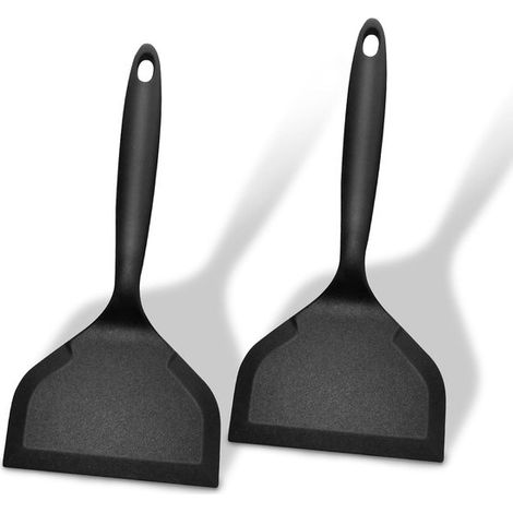 Espátula de silicona,2 piezas,revestimiento antiadherente,resistente al calor,espátula para cocinar pescado,libre de BPA (negra) (1/5)