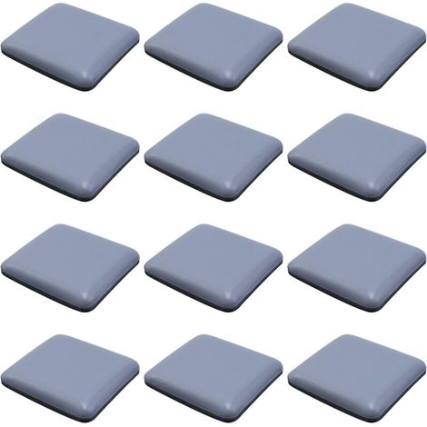 Patins de meubles carrés (12 pièces), patins adhésifs pour pieds de chaise et table, protections de sol antidérapantes, glissement silencieux, plastique haute qualité, gris (1/4)