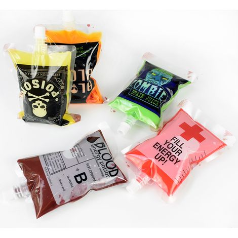 20PCS pochons boissons Halloween cosplay, sachets alimentaires grade alimentaire sang vampire, accessoires zombies boissons fête. (1/5)