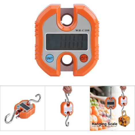 WeiHeng Portable Digital Electronic Scale with LCD Display and Hanging Hook Orange MUMU (1/4)