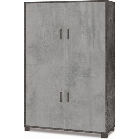 Mueble móvil con 4 puertas 108L x 41P x h161 – Acabado negro mate y acabado cemento – Sarmog
