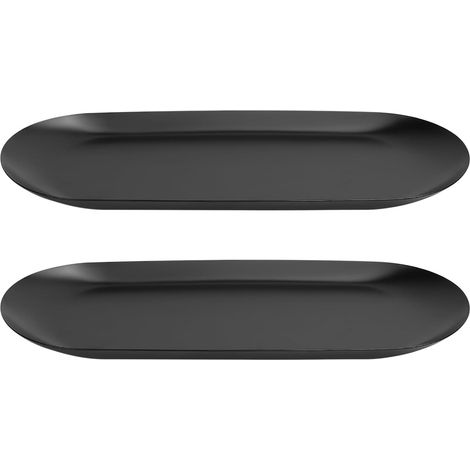 2 Plateau, Acier Inoxydable, Ovale, Noir, Rangement, Cosmétique, Salle de Bain, Vanité