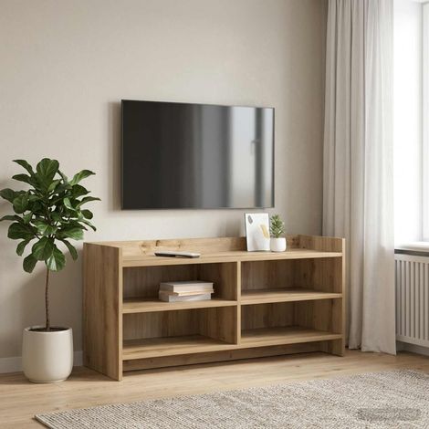 Beyamis Meuble TV 100 x 33 x 47 cm en chêne massif contrecollé (1/5)