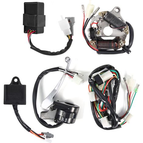 Jeffergarden Faisceau de câblage moteur, kit de bobine d'allumage CDI antirouille, levier de frein et bobine en alliage d'aluminium haute performance et résistant à l'usure pour moto tout-terrain-DOU