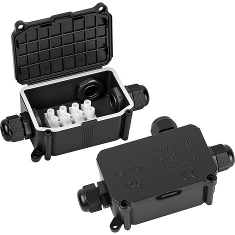 2 Pièces Boîte de Jonction étanche IP66, Boite de Derivation Etanche Exterieur, Connecteur de Câble 3 Voies Connexions PG9 pour Câble Ø4-8mm Ø6mm-10mm (1/5)