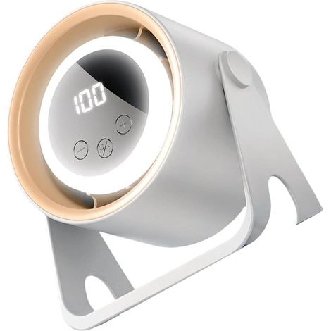 Ventilateur de table - Silencieux, portable, USB - Avec éclairage LED - Affichage numérique - Petit ventilateur de bureau - Blanc (1/5)