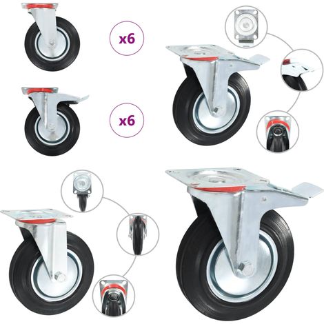vidaXL 12 pcs Roulettes pivotantes 200 mm (1/5)