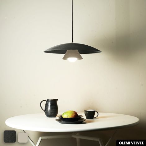 Lampe de suspension en velours - OLEMI VELVET OLIVE - PEYOTE (1/2)