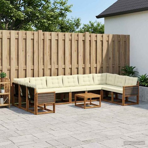 vidaXL Outdoor-Sofagarnitur mit Kissen 11 pcs Natur und Creme (1/5)